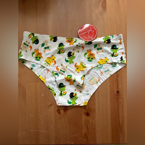 Splendies Other - Stylish Cartoon Print Women's Panties - Green and White